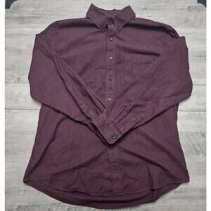 L.L.Bean Men’s L Flannel Shirt Black And Red Checkered Long Sleeve 100% Cotton